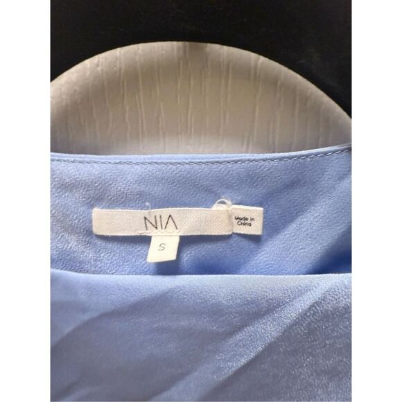 NIA Meyer Dress Maxi Satin Dress Blue Cocktail Summer Vacation Dress size S NWT - Picture 7 of 7